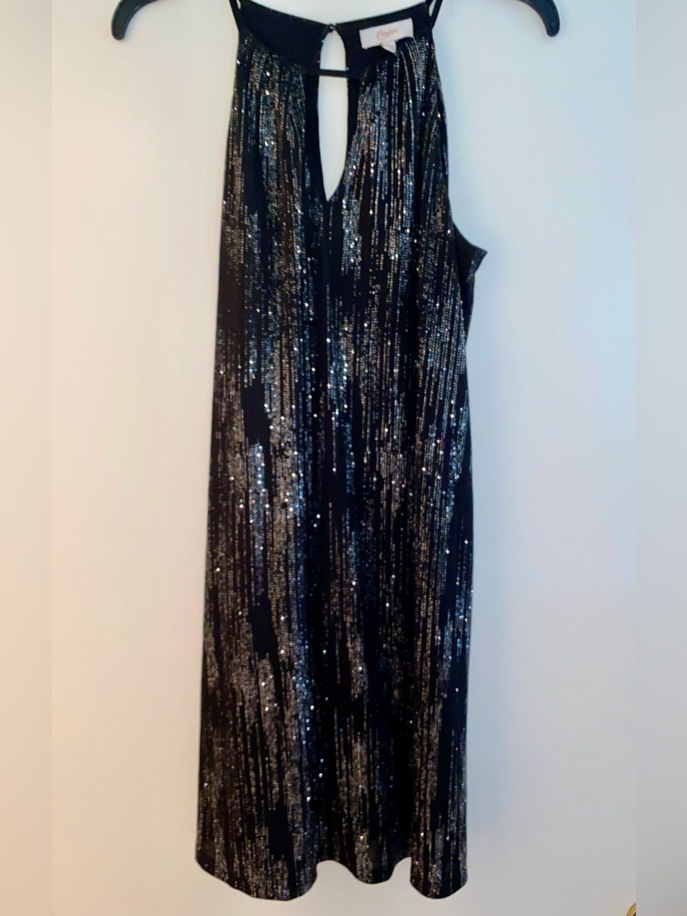Candie's Black Dress with Silver Sequin Stripes
